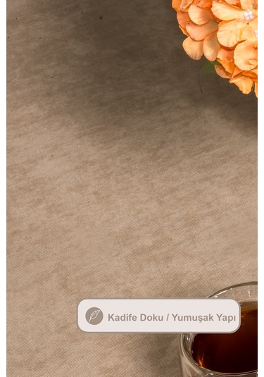 Elart Soft Kadife Masa Örtüsü Dikdörtgen 150x220 Cm Vizon Vizon