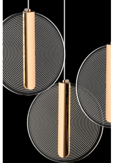 İstanbul Avize Parla 3'lü Gold Sarkıt Kumandalı Üç Renk Led Lüx Modern Ledli Avize