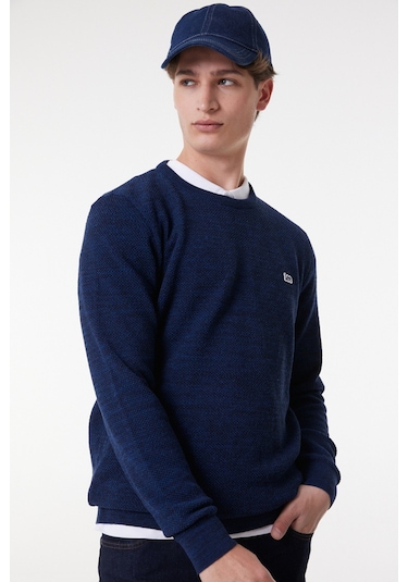 Lee Regular Fit Normal Kesim Bisiklet Yaka Indigo Erkek Triko Kazak L212149315 İndigo