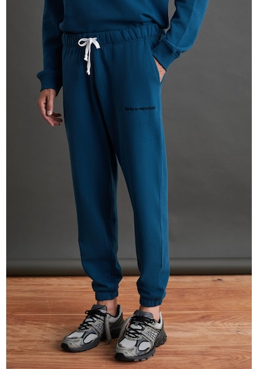 Marshall Erkek Pamuklu Içi Polarlı Nakışlı Relaxed Petrol Yeşili Eşofman Takımı