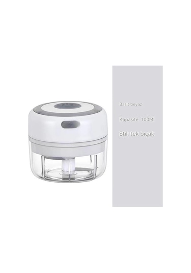 100ml Elektrikli Sarımsak Öğütücü Sade Beyaz