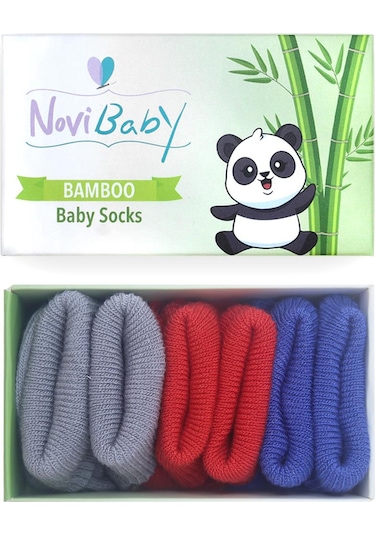 Novibaby 3'lü Bambu Yenidoğan Bebek Çorabı I Winter Mix I 0-6 ay "Karışık Renkli"