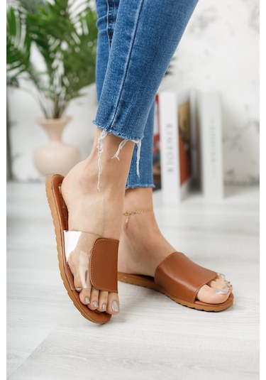 Rose Şeffaf Kadın Terlik Açık Ev Terliği Taba