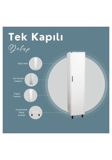 Beyaz Tek Kapılı Çok Amaçlı Dolap