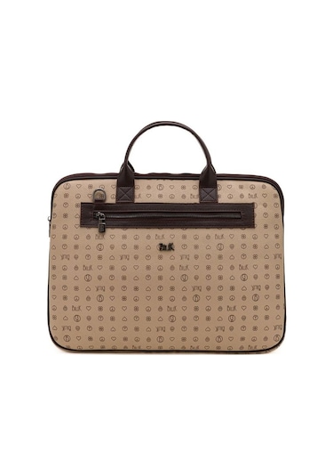 Bilik Deri Monogram Açık Vizon/kahve Unisex Laptop & Evrak Çantas Vizon - Kahverengi