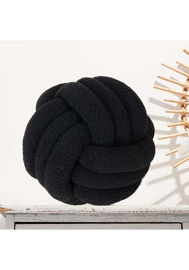 Neevoyu Yumuşak Yün Benzeri Polyester Örtü Ve Pamuk Dolgulu, El Dokuma Düğme Topu Koltuk Yastığı - Modern Stilde, Mutfak/salon/yatak Odası İçin Çok Amaçlı Dekoratif Yastık, Sadece Elle Yıkanabilir, 22 Cm Siyah - Yetişkinler İçin Siyah