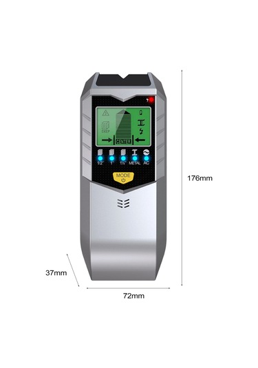 Aubyhe Gümüş Duvar Tarayıcı - Ahşap/metal/ac Tespiti, 5 Seviye Derinlik, Lcd Ekranlı, Taahhüt/iç Mimarlık İçin Pil Dahil Değil