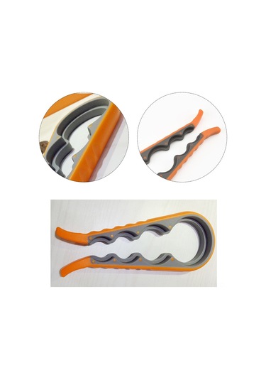 Ranyeek Ev Kullanıma Uygun 4-in-1 Kapak Açıcı: Kaymazsız Kutu Açma, Şişe Açma, Kapağı Çevirme Aracı - Turuncu Renk Turuncu