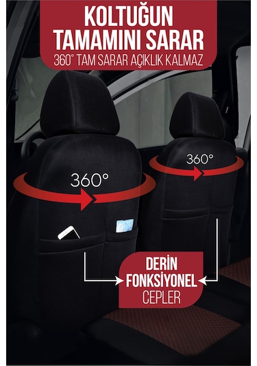 Smrautoaccessory Pam Serisi Oto Koltuk Kılıfı Bordo