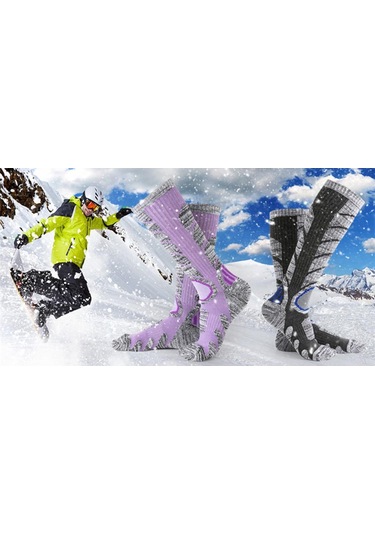 Homyl Kadın Kış Sıcak Spor Yürüyüş Çorap Termal M-mor Mor