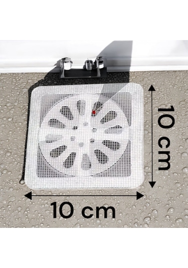10 Adet Kendinden Yapışkanlı Gider Kapağı Çelik Banyo Süzgeci Gri