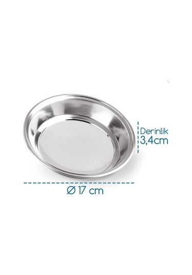 Hsgl Anadol Servis Çelik Tabak No:2 17 Cm Yemek Servis Tabağı Gri