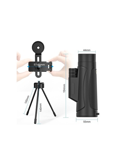 Yetişkinler İçin Akıllı Telefon Tutucu Tripodlu 10x42 Monoküler Teleskop, Hd Bak4 Prısm