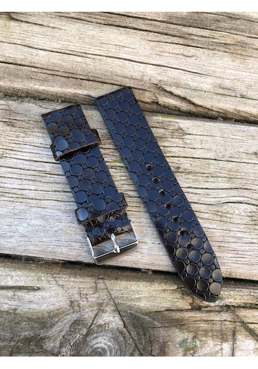 22 Mm Deri Dsiyah Desenli Kordon
