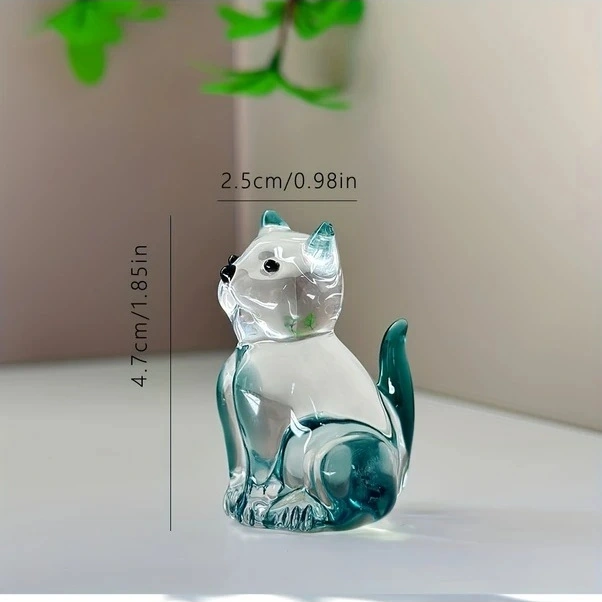 Trendooze Yeşil Kristal Kedi Heykeli, Masüstü Dekor, Hediye, Sunshine022 Yapımı
