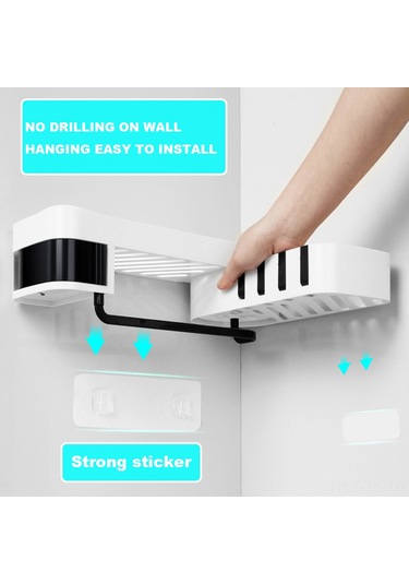 Teltree Duvarlı Döner Banyo Dolabı - Delme Yok Kurulum, Sıralı Saklama, Su Akışlı Tasarım, Kişisel Bakım Ürünleri İçin Siyah Abs Organizer Diğer