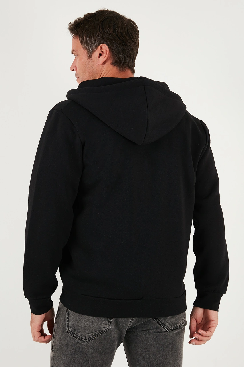 Buratti Regular Fit Kapüşonlu Fermuarlı Içi Tüylü Yumuşak Şardonlu Kışlık Erkek Sweat 5905340 Siyah
