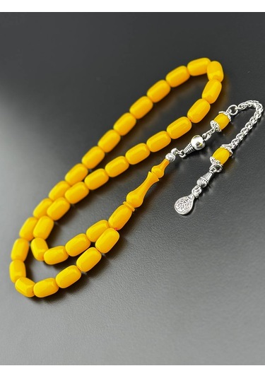 El Yapımı Sıkma Kehribar Tesbih Hcz-model Khtrfg Sarı