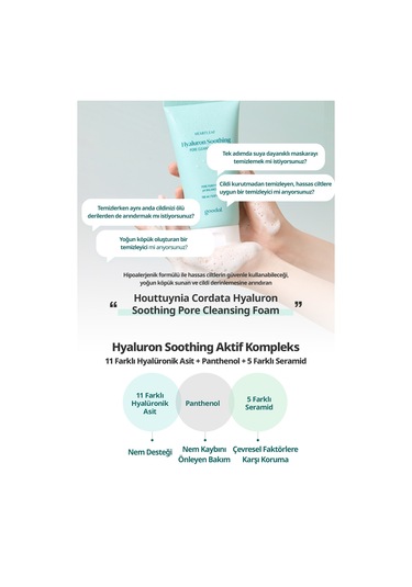 Gözenekleri Temizleyen Köpük Goodal Houttuynia Cordata Hyaluron Soothing Pore Cleansing Foam