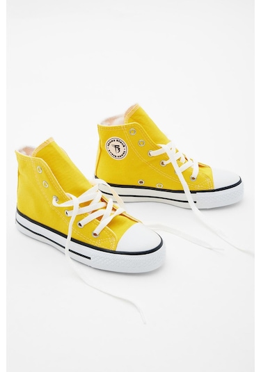 Rahat Kalıp Bağcıklı Uzun Çocuk Unisex Sarı Spor Ayakkabı Tbh1426 Sarı