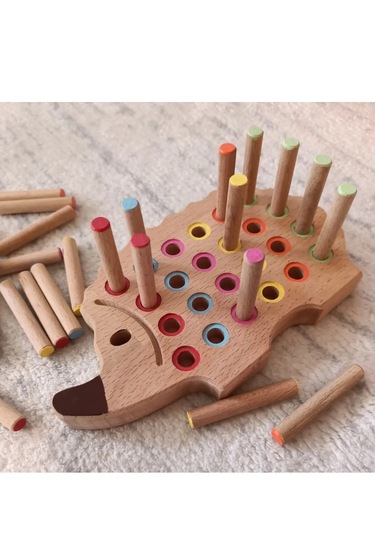 Kikadu Montessori Ahşap Tak Çıkar Kirpi Rengarenk