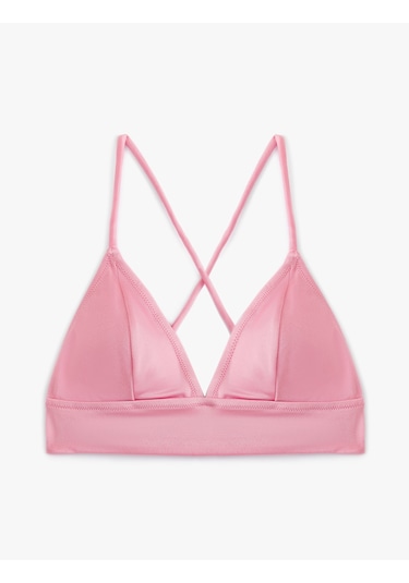 Koton Bralet Bikini Üstü Arkası Çapraz Askılı V Yaka Pembe 4sak10205mm Gül