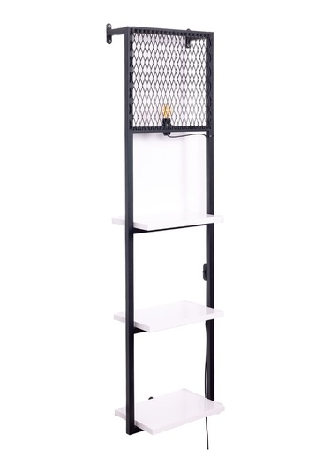 Kitaplıklı Aplik Duvar Rafı Ve Lambader Beyaz Raflı Beyaz