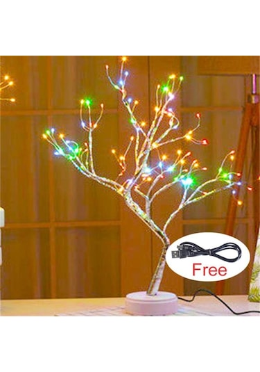 Mor Led Gece Lambası Mini Noel Ağacı Bakır Tel Çelenk Lamba Çocuklar Için Ev Yatak Odası Dekorasyon Dekor Peri Işık Usb Destekli Mor