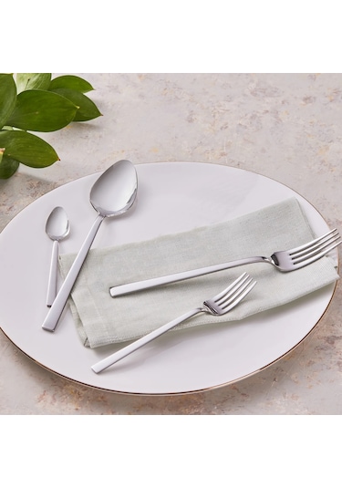 Almond İmza Sade Düz Model 12 Adet Yemek Çatalı Gümüş