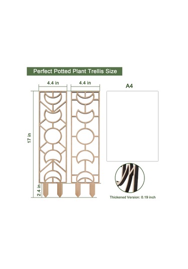 Ximistore9 Ahşap Bahçe Sarmaşık Desteği, 3 Parça İç-dış Mekan Bitki Dekorasyonu 300x132mm
