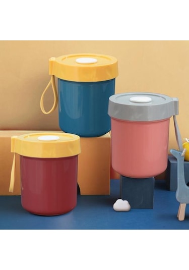 Pembe 450 Ml Kahvaltı Fincan Toz Geçirmez Büyük Kapasiteli Taşınabilir Yulaf Ezmesi Bardağı Tahıl Yoğurt Kapaklı Kupa