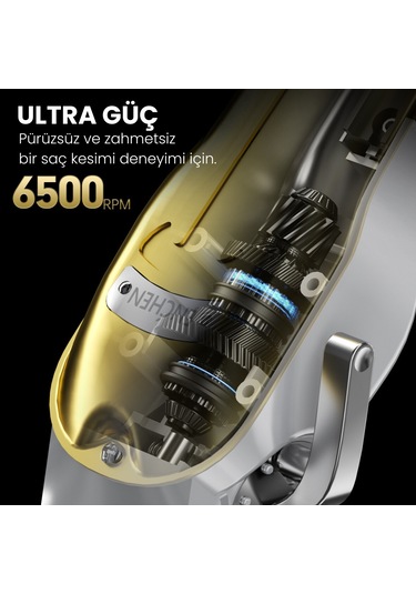 Enchen Boost 3 Gold Ayarlanabilir Başlıklı Dijital Göstergeli Şarjlı Profesyonel Saç Kesim Makinesi