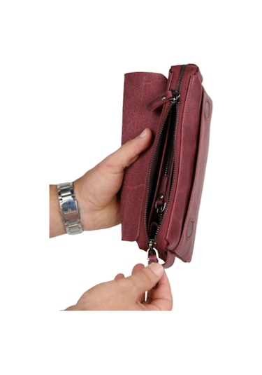 Mft Leather Hakiki Deri Unisex El Çantası Boliva 9874 Tiguan Bordo