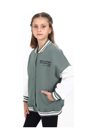 Toontoy Kız Çocuk Nakışlı Kolej Hırka Yeşil