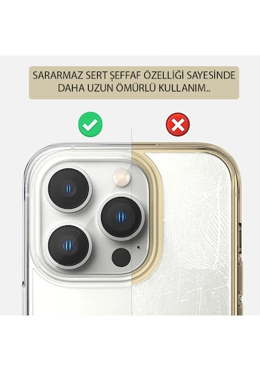 Apple Uyumlu iPhone 16 Pro Kılıf Sararmaz Sert İnce Şeffaf Kamera Korumalı