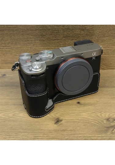Butu Sony A7c Iı Kamera İçin Alt Kılıf Pu Deri Anti-damla Yarım Gövde Kapağı, Bilek Kayışı - Siyah