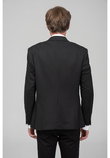 Cekmon Erkek Astarlı Çift Yırtmaçlı Örme Esnek Kumaşdan Yakası Ve Mendili Detaylı Klasik Ceket Çeşitli Çok Renkli