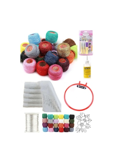 Havlu Iğne Kasnak 10 Ip Tutkal Panç Iğnesi Punch Nakış Seti