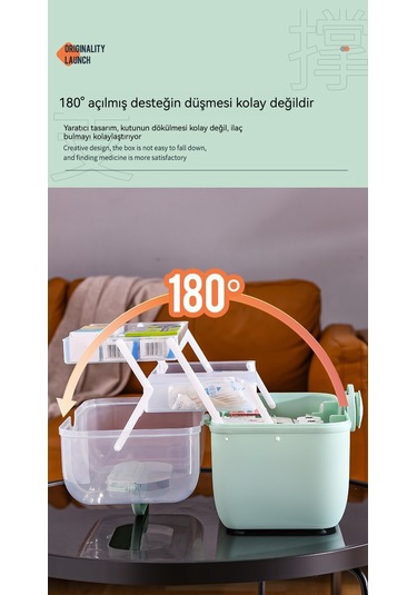 Relaxed Taşınabilir İlaç Kutusu Ev Büyük Kapasiteli Saklama Kutusu Çok Katmanlı Ev Versiyonu Tıbbi İlk Yardım Kutusu Taşınabilir İlaç Kutusu-pembe Pembe