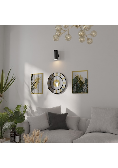 Dekoratif Ayna Pleksili Yaprak Tasarımlı 3 Parça Duvar Saati Gümüş - Altın