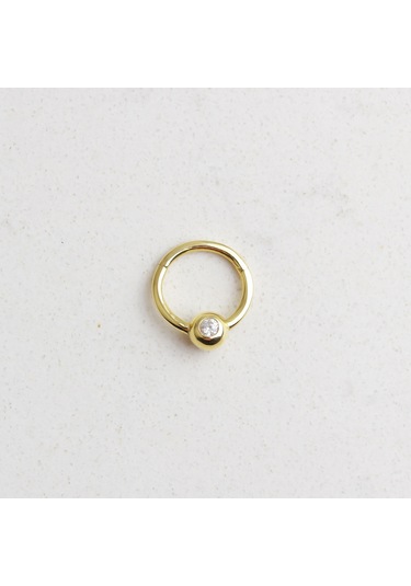 Glorria Altın Tektaş Halka Piercing Sarı
