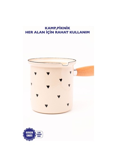 Black Cupid Emaye Ahşap Saplı Cezve 500ml-6 Kişilik