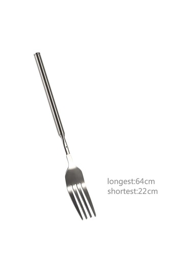 Youmex Uzun Kollü Gerekli Sürede Ayarlanabilir 22-64 Cm Sağlıklı Dayanıklı Paslanmaz Çelik Barbekü, Salata, Tatlı Çatalı Gümüş