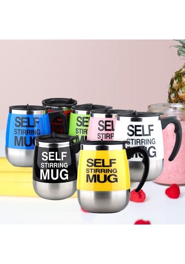 Teltree Otomatik Karıştırıcı Kupa 400ml - Çelik Paslanmaz, Kahve/süt/su İçin, Düğme Kontrol, Spoon Olmadan, Pembe Diğer