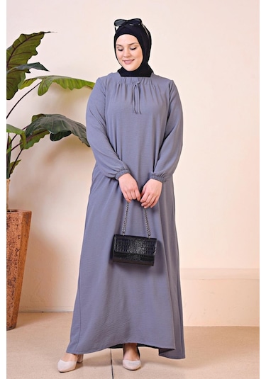 Kadin Buyuk Beden Ayrobin Uzun Anne Elbise 001