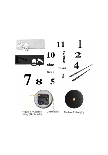 Yaleker 3d Stickerli Modern Sessiz Dıy Büyük Duvar Saati, Ev Ofis Dekoru, Kolay Kurulum, Alüminyum İşaretçiler, 70-120cm Çok Renki