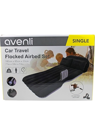 Avenli Floked Air Bed Tek Kişilik 180cm 85cm 33m Siyah