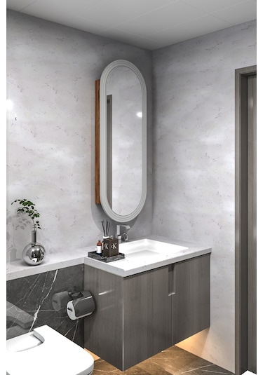 Çok Amaçlı Aynalı Takı Dolabı Mdf Kapak - Çam - Oval Çerçeve