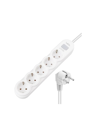 5li 1.5 Metre Kablolu Anahtarlı Beyaz Akım Korumalı Priz Go50604 Diğer