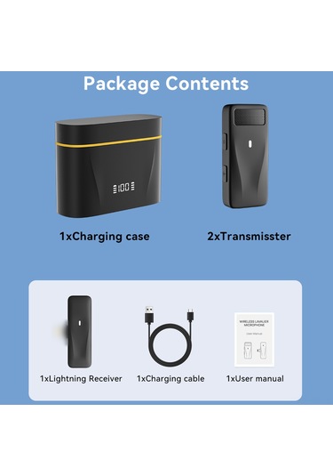 Reedark Kablosuz Yaka Mikrofonu - Çift Vericili, 40m Menzil, Gürültü Azaltma, 8 Saat Pil Ömrü, Podcast & Video Çekimleri İçin